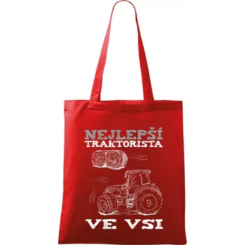 Nákupní taška Nejlepší traktorista ve vsi - Taška bavlněná - 42 x 38 cm ( Červená )