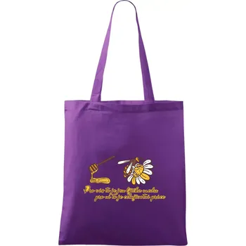 Včela - lžička medu - Taška bavlněná - 42 x 38 cm ( Fialová )