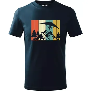 Rogalo nad horami - Tričko dětské bavlněné - 98 cm / 2 roky ( Námořní modrá (velmi tmavá - téměř černá) )