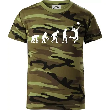 Chlapecké tričko Evoluce volejbal culík - Dětské maskáčové triko - 122 cm/6 let ( Zelený maskáč )