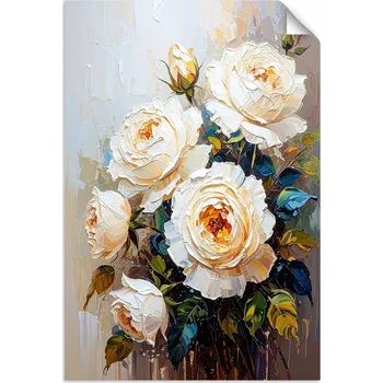 Obraz NÁLEPKA PLAKÁT do LOŽNICE OBÝVÁKU Růže Bílé Květiny Kytice 30x45