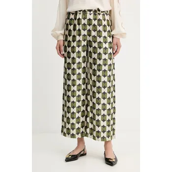 Dámské kalhoty Hedvábné kalhoty Weekend Max Mara FIBBIA dámské, zelená barva, high waist, 2525136142600 78X, vel. 36