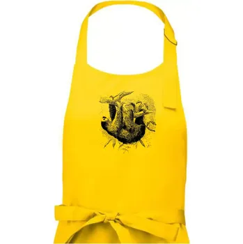 Kuchyňská zástěra Lenochod kreslený - Dámská zástěra na vaření - Univerzální velikost ( Žlutá )
