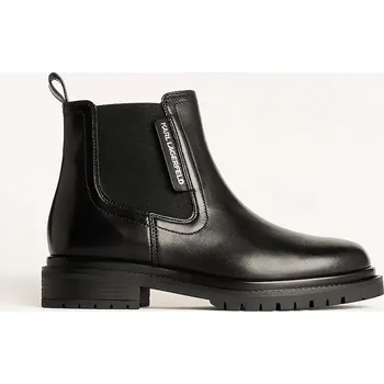 Dámské kozačky Kožené kotníkové boty Karl Lagerfeld BINKY dámské, černá barva, na plochém podpatku, KL47545 KL47545.000 99X, EUR 37