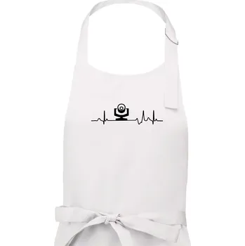 Kuchyňská zástěra Ekg osvětlovač - robo hlava - Dámská zástěra na vaření - Univerzální velikost ( Bílá )