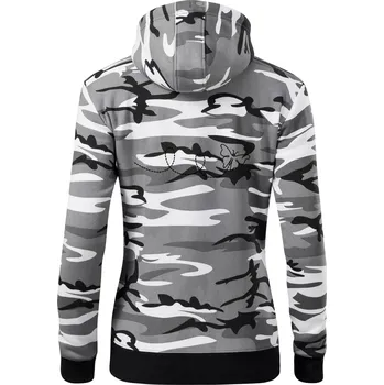 Dámská mikina Dráha letu motýla - smyčka - Dámská mikina trendy zipper s kapucí - XS ( Šedý maskáč )