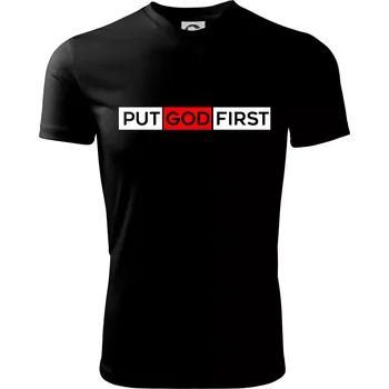 Put God first obdélník - Dětské triko sportovní (dresovina) - 158 cm/12 let ( Černá )