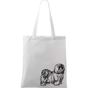 Shih-tzu - chlupatý - Taška bavlněná - 42 x 38 cm ( Bílá )