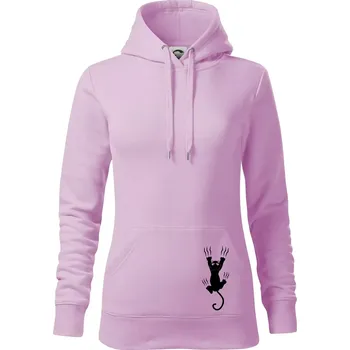 Dámská mikina Kočka visící - Mikina dámská Cape s kapucí - S ( Orchid )