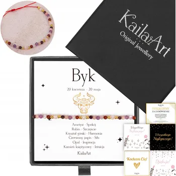 Náramek Náramek znamení zvěrokruhu BÝK pro štěstí červený zodiakální KailaArt