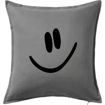 Polštář Emoji bez obrysu - usměv - Polštář 50x50 - 50x50 - Včetně výplně ( Tmavě šedý melír )