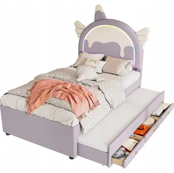 Postel Jednolůžková dřevěná postel Arhatreya 90x200 fialová