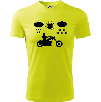 Chlapecké tričko Motorkář za každého počasí - chopper - Dětské triko sportovní (dresovina) - 122 cm/6 let ( Neonově žlutá )