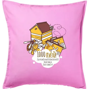 Polštář Včela - 1000 květů - Polštář 50x50 - 50x50 - Pouze potah ( Růžová )
