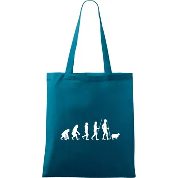 Evoluce pastevec ovcí - Taška bavlněná - 42 x 38 cm ( Petrolejová )