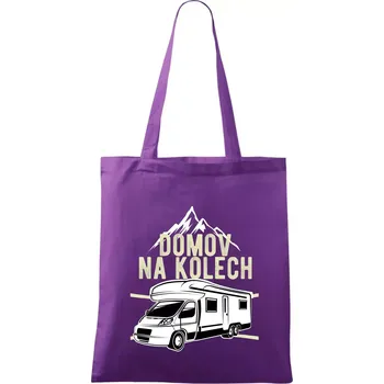 Domov na kolech - Taška bavlněná - 42 x 38 cm ( Fialová )