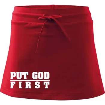 Dámská sukně Put God first tlustý nápis - Sportovní sukně - two in one - S ( Červená )