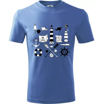 Ikony - mořeplavec - Tričko dětské bavlněné - 98 cm / 2 roky ( Azurově modrá )