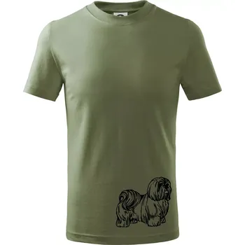 Shih-tzu - chlupatý - Tričko dětské bavlněné - 98 cm / 2 roky ( Khaki )