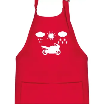 Kuchyňská zástěra Motorkář za každého počasí - silnice - Dětská zástěra na vaření - Univerzální velikost ( Červená )