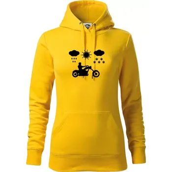 Dámská mikina Motorkář za každého počasí - chopper - Mikina dámská Cape s kapucí - XS ( Žlutá )