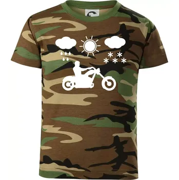 Chlapecké tričko Motorkář za každého počasí - chopper - Dětské maskáčové triko - 104-110cm / 3-4 roky ( Hnědý maskáč )