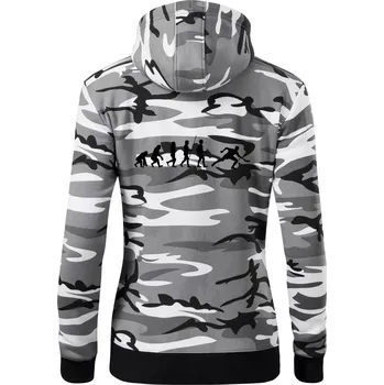 Dámská mikina Evoluce stolní tenis - Dámská mikina trendy zipper s kapucí - XL ( Šedý maskáč )