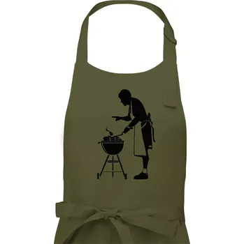 Kuchyňská zástěra Grilování - Kuchař - Pánská zástěra na vaření - Univerzální velikost ( Khaki )