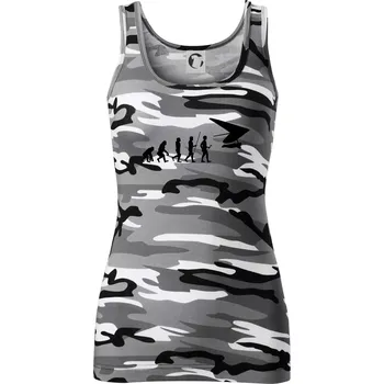 Dámské tričko Evoluce rogalo - Dámské Maskáčové tílko - L ( Šedý maskáč )