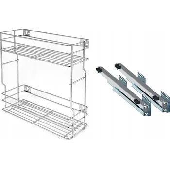 Nábytkové kování Cargo koš do skříňky pravý 20cm 200 chrom 2ks s tlumením dovírání Rejs plný výsuv
