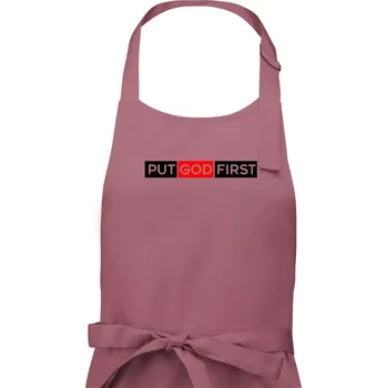 Kuchyňská zástěra Put God first obdélník - Dámská zástěra na vaření - Univerzální velikost ( Starorůžová )