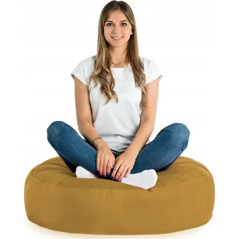 Taburet Plyšový POLŠTÁŘ na sezení do křesla PARI BÉŽOVÝ