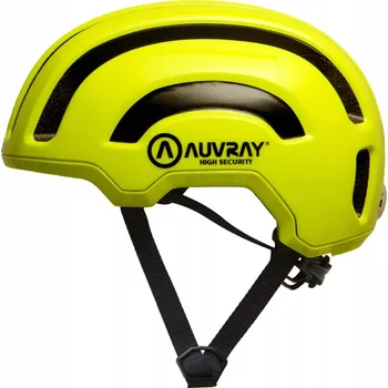 Cyklistická přilba CYKLISTICKÁ PŘILBA AUVRAY SAFE PC SKOŘEPINA, NASTAVITELNÁ, LED SVĚTLO, ZÁŘIVĚ ŽLUTÁ (FLUO YELLOW), VELIKOST M