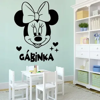 Samolepící dekorace Mickey Mausová s vaším textem - vinylová samolepka na zeď 80x59cm