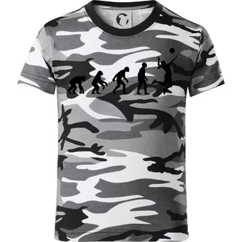 Chlapecké tričko Evoluce volejbal culík - Dětské maskáčové triko - 134 cm/8 let ( Šedý maskáč )