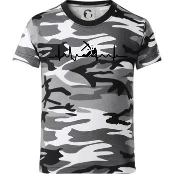 Chlapecké tričko Ekg horník - Dětské maskáčové triko - 104-110cm / 3-4 roky ( Šedý maskáč )