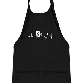 Kuchyňská zástěra Ekg reprobedna - Dětská zástěra na vaření - Univerzální velikost ( Černá )