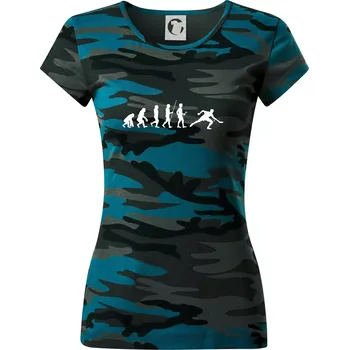 Evoluce stolní tenis - Dámské maskáčové triko - L ( Petrolejová maskáč )