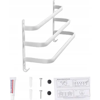 Držák na ručník Tyč s háčky na lepidlo Arhatreya bílá
