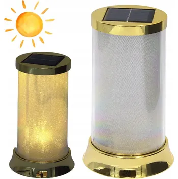 Svíčka Solární lampion hřbitovní svíčka ZLATÝ 16 cm