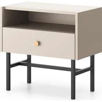 Noční stolek Noční stolek Divenos se zásuvkou, 54 cm, šedobéžový