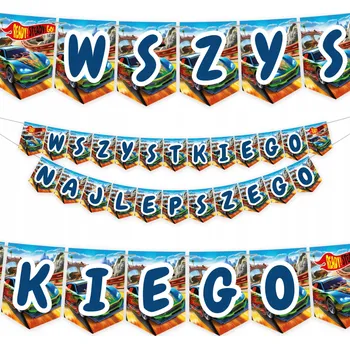 GIRLANDA ZÁVODNÍ AUTA ozdoba k zavěšení na narozeniny VŠECHNO NEJLEPŠÍ