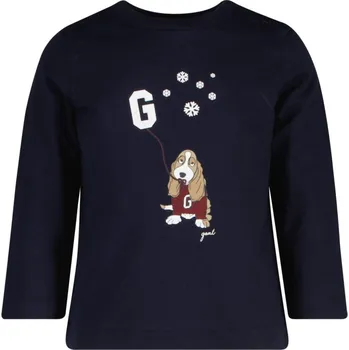 Dívčí tričko TOP GANT DOG AND SNOWFLAKES PRINT LS TOP EVENING BLUE