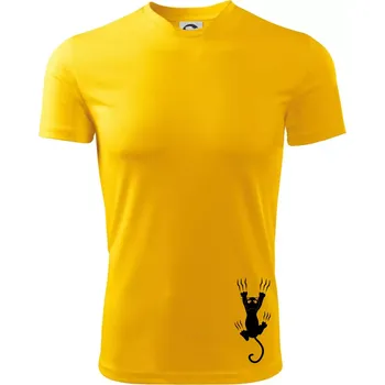Chlapecké oblečení Kočka visící - Dětské triko sportovní (dresovina) - 134 cm/8 let ( Žlutá )