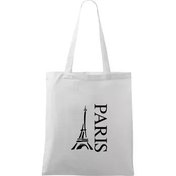 Paris nápis Eiffelovka na výšku - Taška bavlněná - 42 x 38 cm ( Bílá )