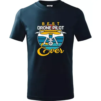 Chlapecké tričko Best drone pilot ever - Tričko dětské bavlněné - 134 cm/8 let ( Námořní modrá (velmi tmavá - téměř černá) )