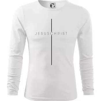 Pánská móda JesusChrist nápis v kříži - Triko s dlouhým rukávem FIT-T long sleeve - M ( Bílá )