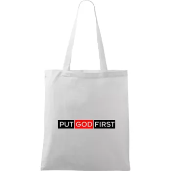 Nákupní taška Put God first obdélník - Taška bavlněná - 42 x 38 cm ( Bílá )