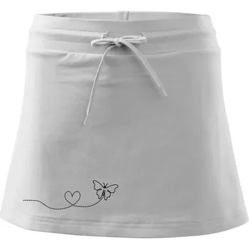 Dámská sukně Dráha letu motýla - srdce - Sportovní sukně - two in one - XS ( Bílá )