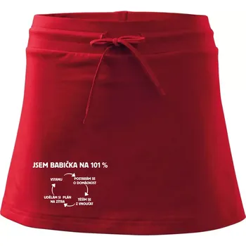 Dámská sukně Jsem babička na 101 procent - Sportovní sukně - two in one - M ( Červená )